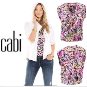 Cabi #5211 Eden Floral Faux Wrap Top Sz S